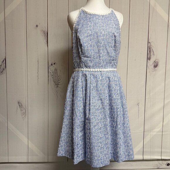 Lilly Pulitzer Dresses & Skirts - Lilly Pulitzer Tori Dress Size 8 Crew Blue Floral Eyelet NWT